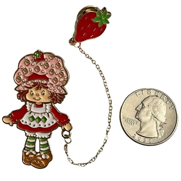 Officially Licensed Strawberry Shortcake Gold Chain Double Enamel Pins - Picture 7 of 11